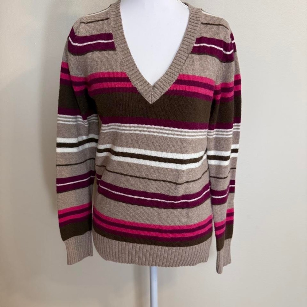 Old Navy Striped V Neck Sweater Sz M Y2k Rory Gilmore 2000s Elena Gilbert